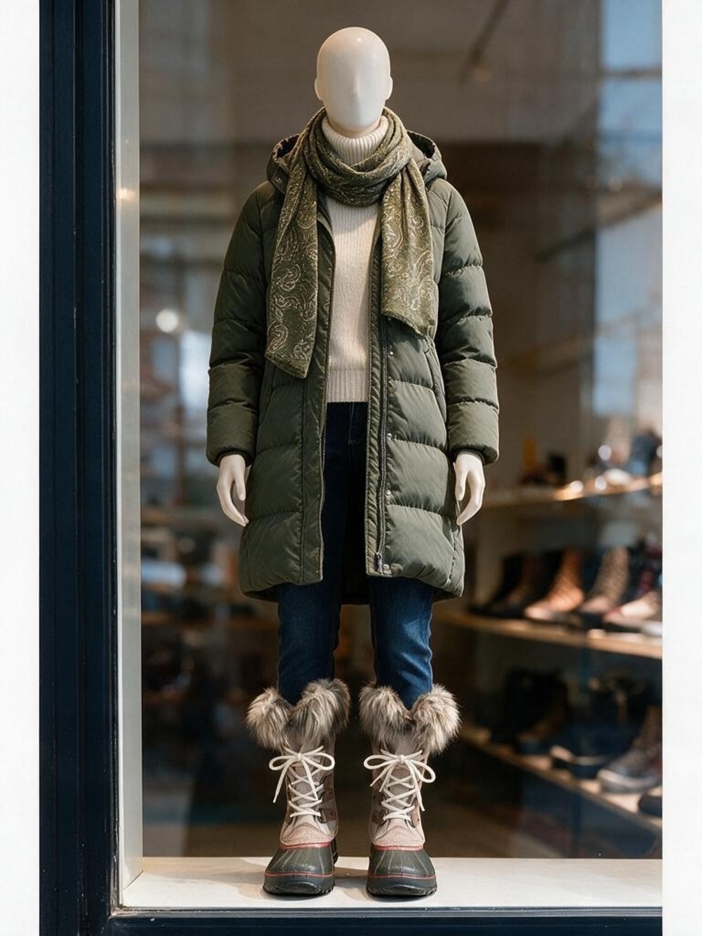 Sorel Faux-Fur Winter Boots - Beige and Olive